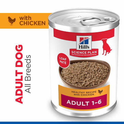 Hills Science Plan Adult Wet Dog Food - Chicken - 12x370g Cans