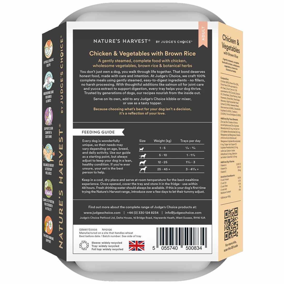 Natures Harvest Adult Wet Dog Food - Chicken & Brown Rice - 10x395g Trays