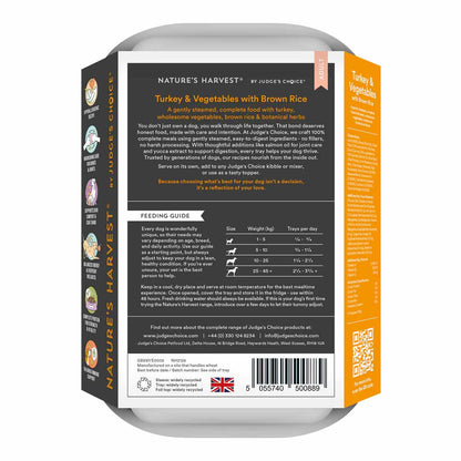 Natures Harvest Adult Wet Dog Food - Turkey & Brown Rice - 10x395g Trays