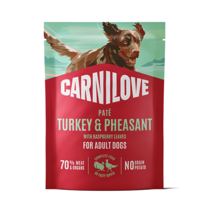 Carnilove Adult Wet Dog Food Pouches - Turkey & Pheasant with Raspberry Leaves - 12x300g Pouches