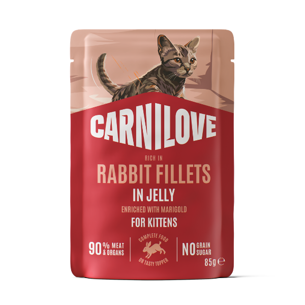 Carnilove Kitten Wet Cat Food Pouches - Rabbit with Marigold in Jelly