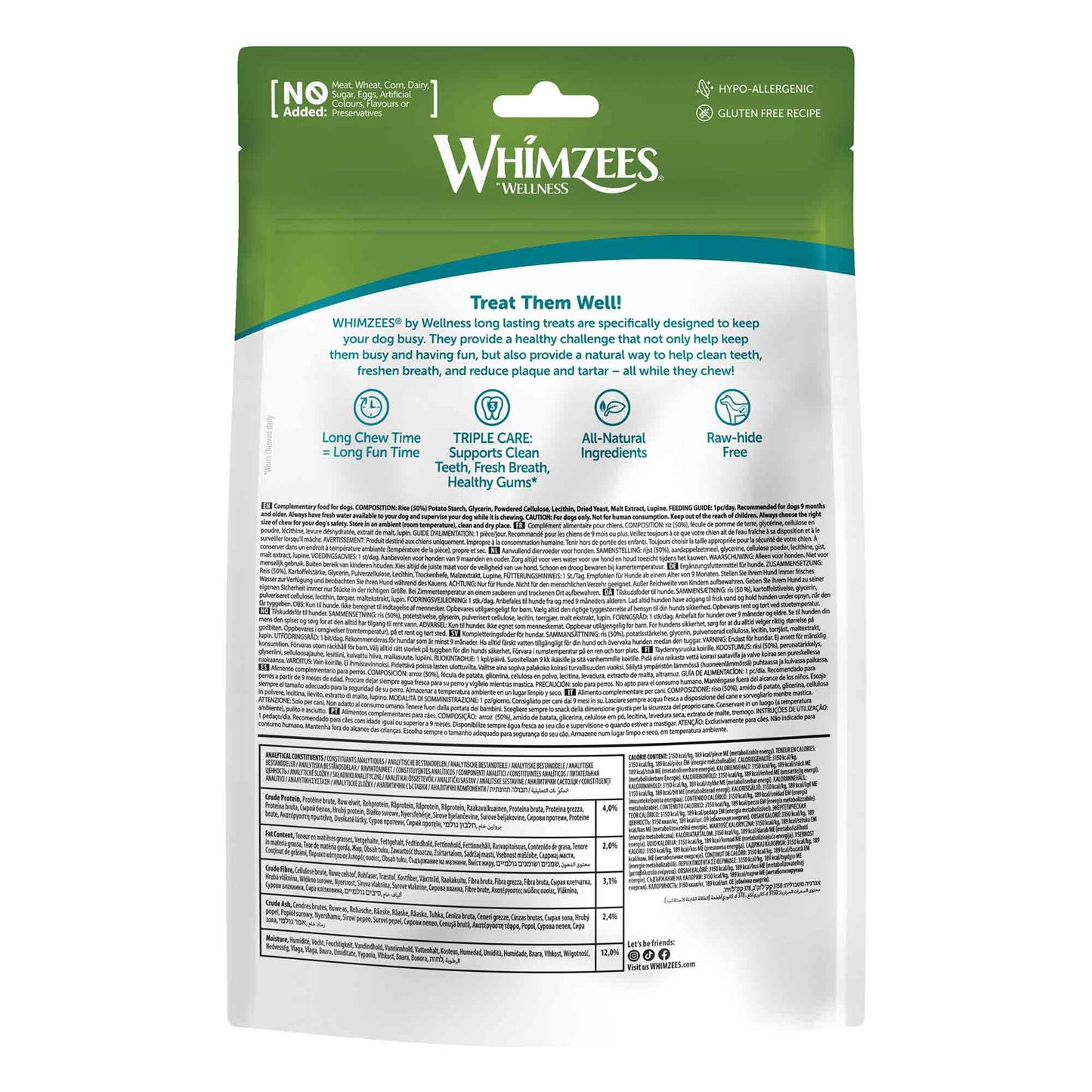 WHIMZEES Rice Bone Dental Dog Chew Treat - 9 pack